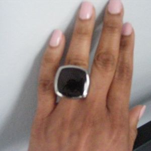 Stainless steel, black onyx statement ring